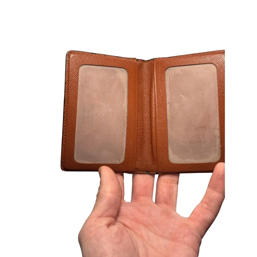 Louis‎ Vuitton Monogram Canvas Porte-Cartes Double ID Card Holder Wallet Brown